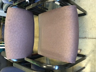 Purple Patterned Chair with Black Metal Armrests (303505)