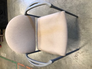 Beige Cushioned Chair with grey plastic arms and legs (303613)