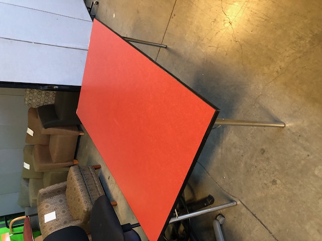 Folding Table with red top and metal legs (303250)