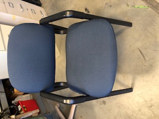 Dark-Blue Cushioned Chair with Black Armrests and Legs (303614)