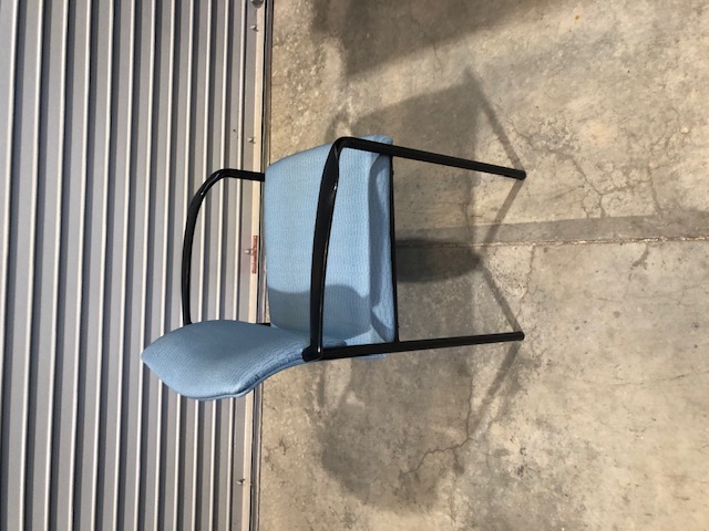 Blue Patterned Chair w/ Plastic Arms and Metal Legs - QUANTITY: 2 | $10/Each (304837)