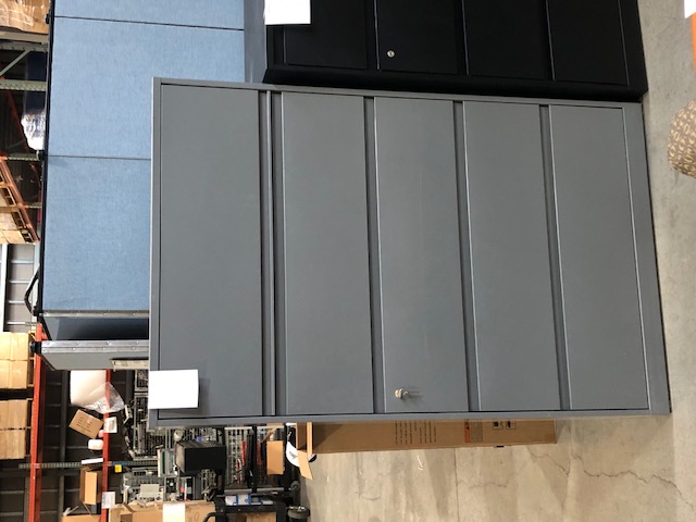 Dark Grey Metal Lateral Filng Cabinet w/ 4 Filing Cabinet Units & Upper Storage - Lock+Key (305487)