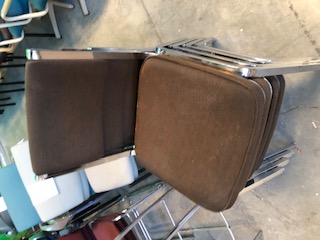 Brown Chairs with silver frame and no arms (302942)