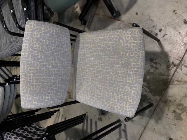 Steelcase Grey Chair with Yellow Geometric Pattern (No Armrests) (QTY:5, $5 PER CHAIR)(304425)