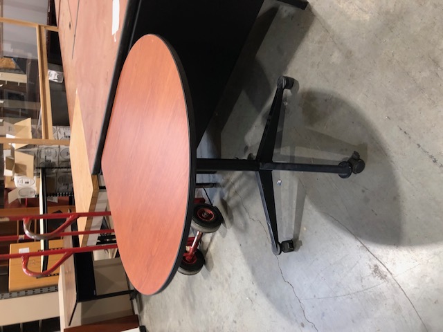 Laminate Wood Print Teardrop Table w/ Metal Base & Wheels (305671)