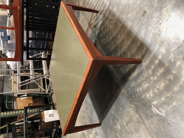 Wooden Square Coffee Table with Green Surface. Some Wear but Good Overall Condition (305210)