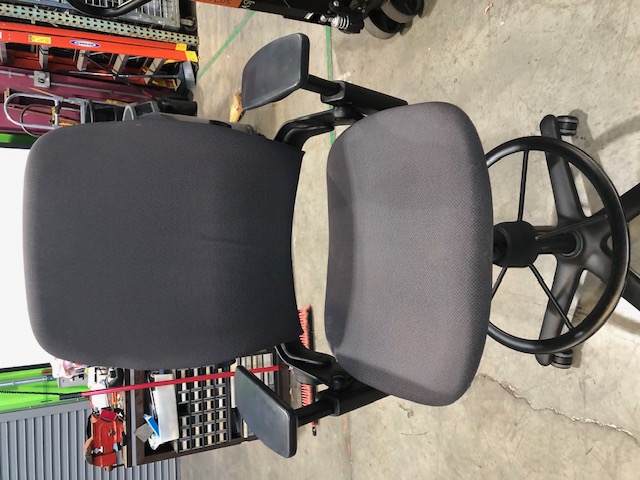 Grey Pattered Steelcase Leap Stool with Adjustable Height, Backrest, and Armrests (305068)