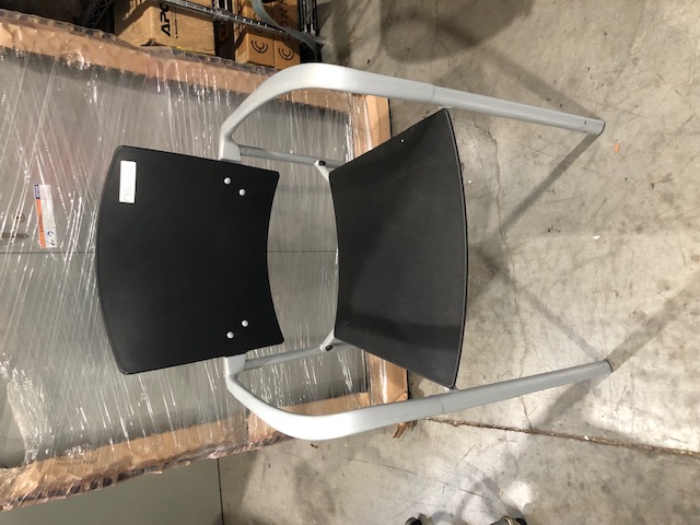 Black Chair with Silver Metal Frame and Armrests (304452)