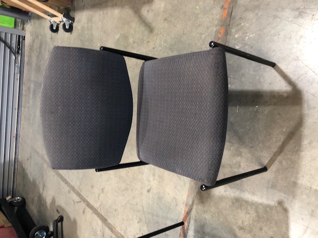 Grey Patterned Chair with Black Metal Legs and Fabric Backrests and Seat. No Armrests (305140)